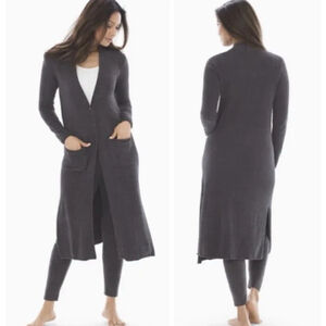 BAREFOOT DREAMS CozyChic Ultra Lite Dark Grey Gray Long Duster Cardigan Large